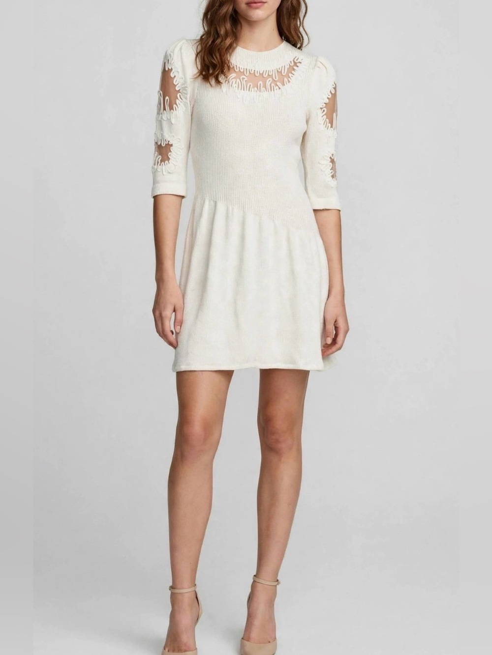 Pat Sandler for Wellmore Vintage White Dress 70s and 80s era